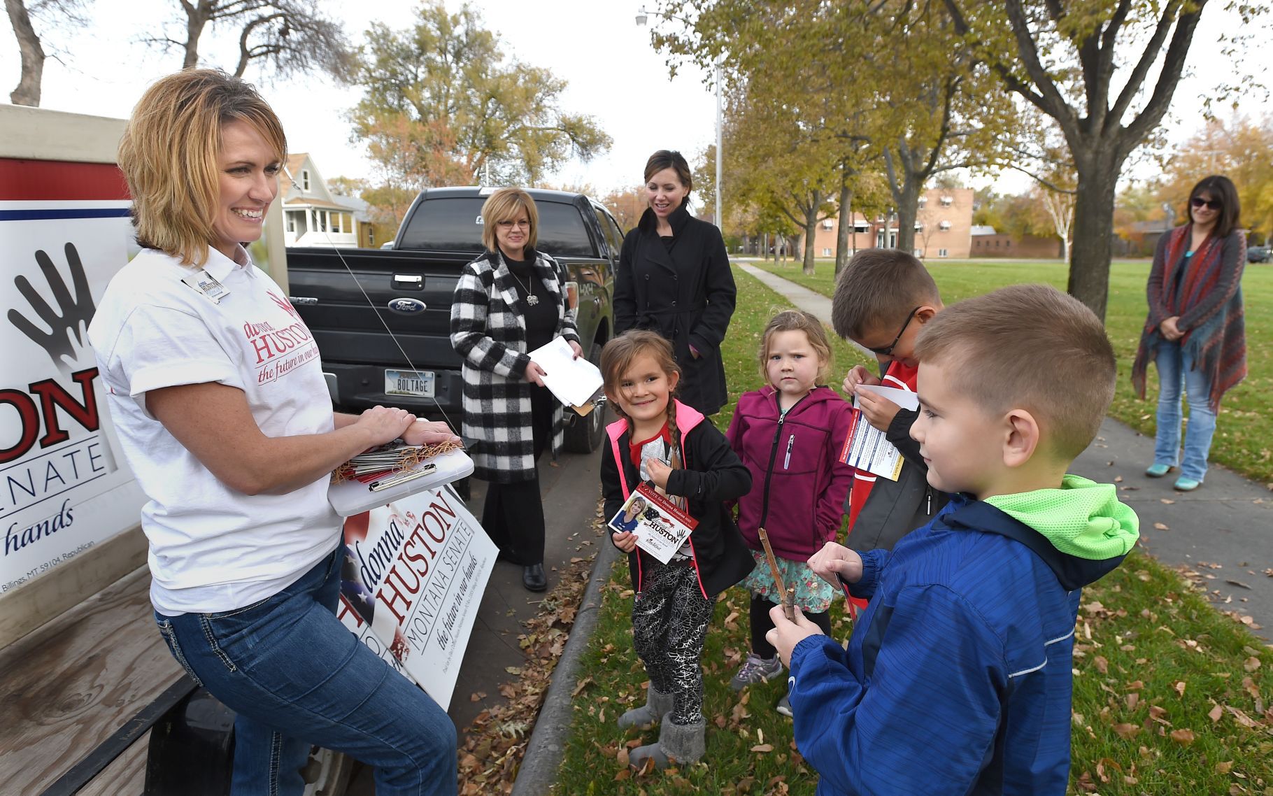 Huston with supporters